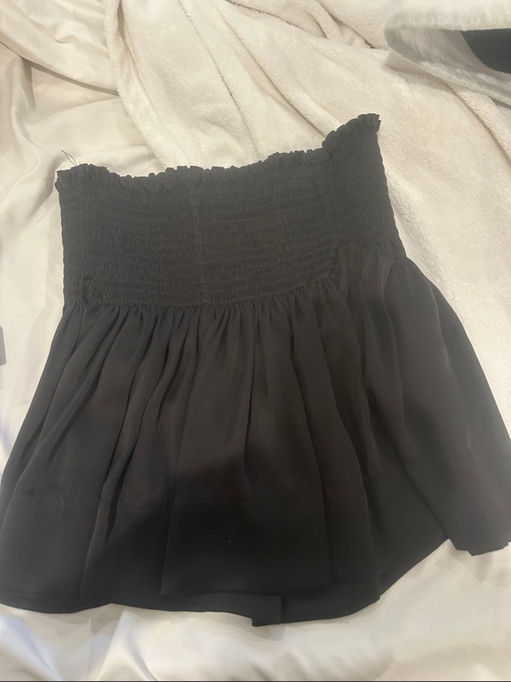 Smocked Black A-Line Skirt